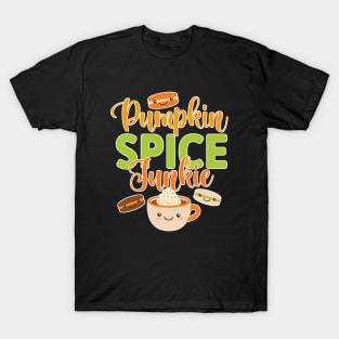 Pumpkin Spice Junkie, Pumpkin Spice Latte and Macarons T-Shirt